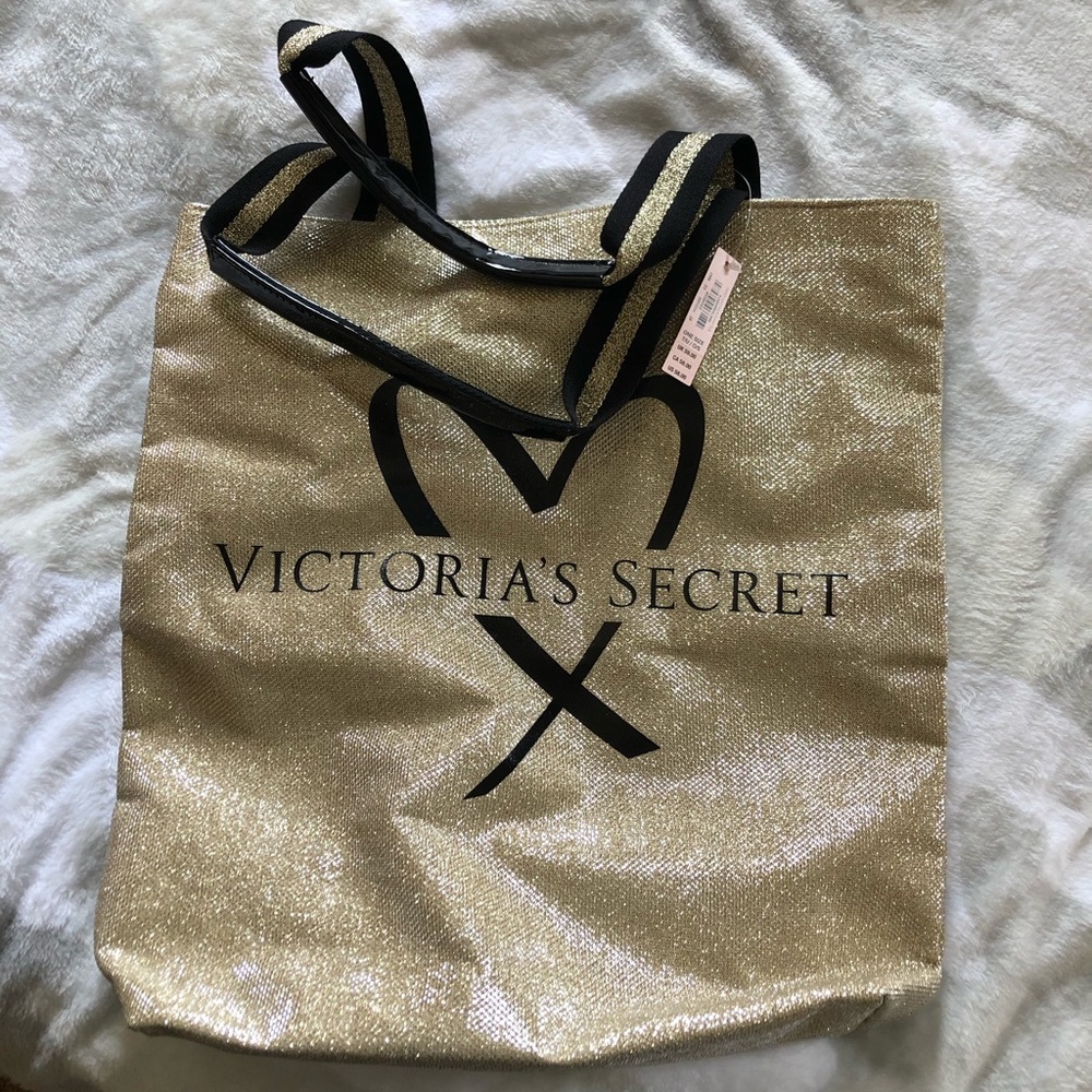 NWT Victoria’s Secret Gold/Black Tote Bag